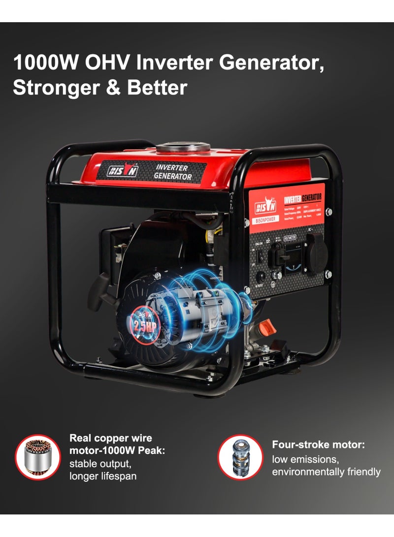 Bison Power Peak 1000W Inverter Gasoline Generator Professional for Home, Bison Power Gasoline Generator, Portable & Lightweight, with DC&USB for Household Appliances, Smart Devices - TVs/Computers/Phones/Laptops - Image 4
